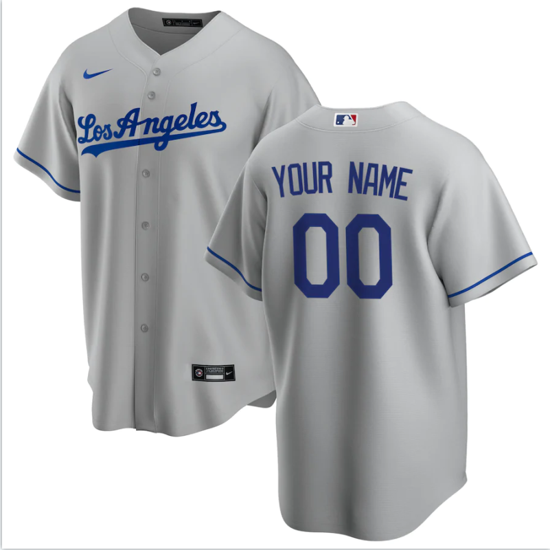 Men's Los Angeles Dodgers Active Player Custom Gray Base Stitched Jersey